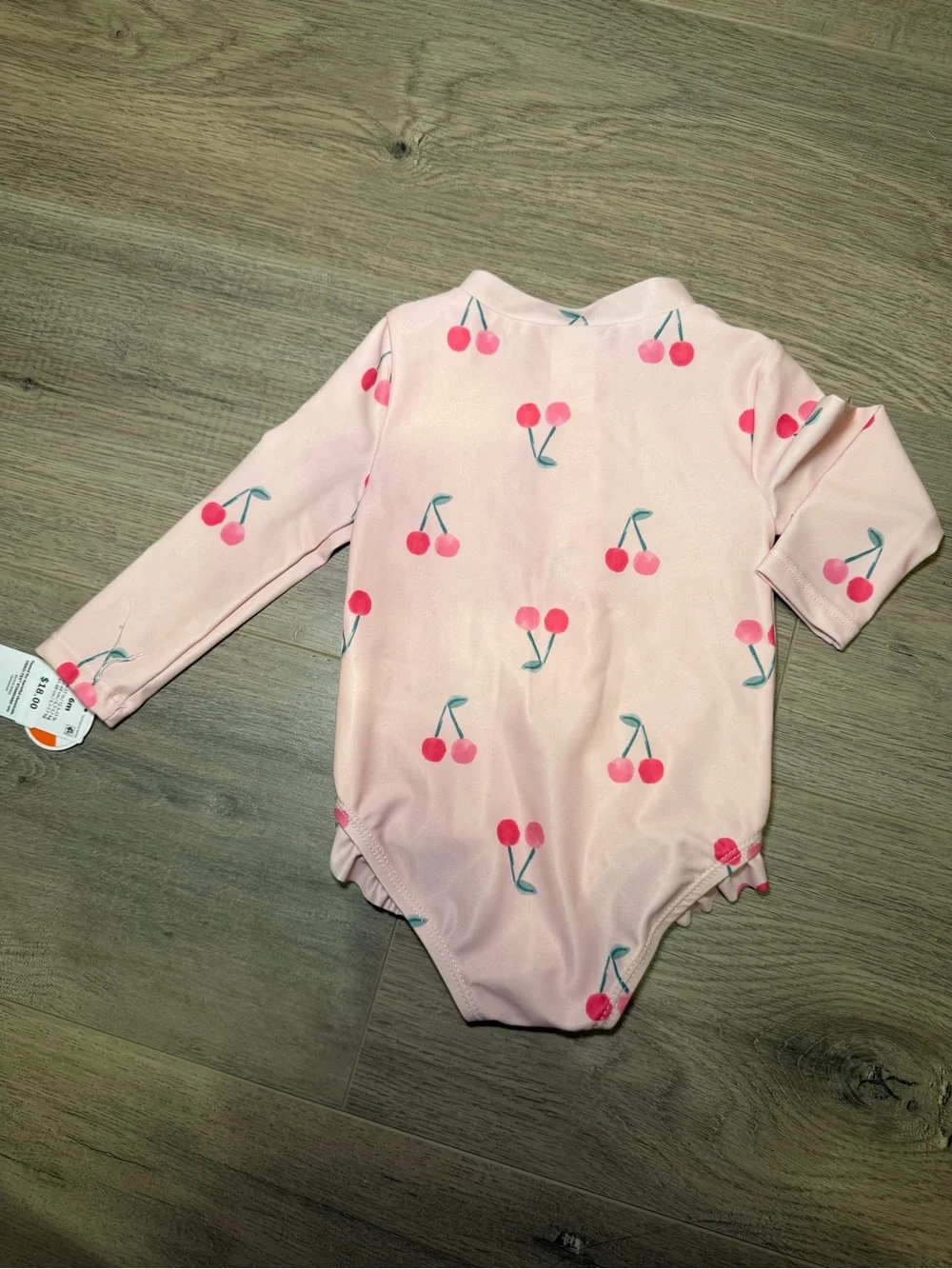 Carter's Pink Cherry Print Long-Sleeve One-Piece Bodysuit